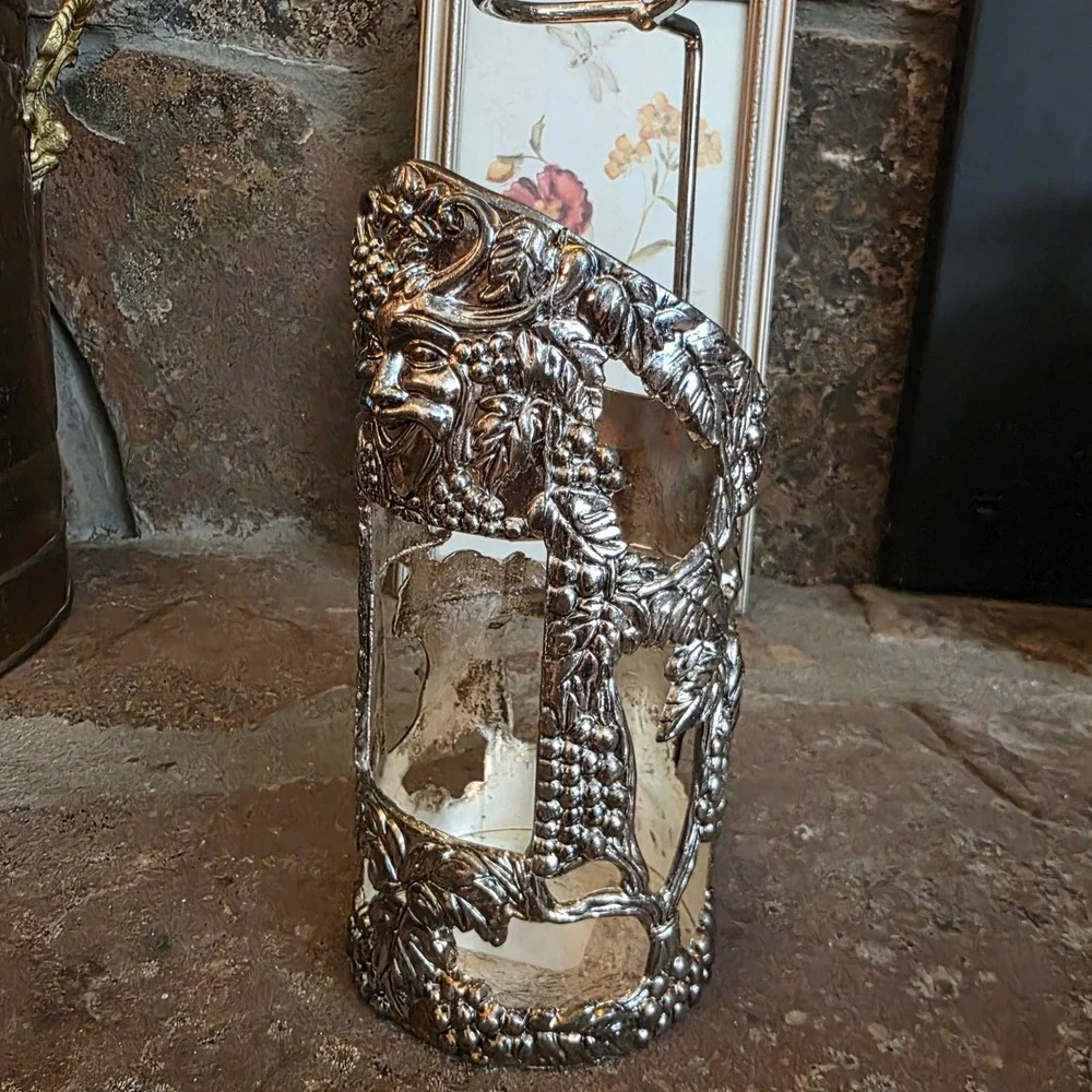Vintage Godinger Bacchus Silver Plated Wine Bottle Holder Grapevine Decanter